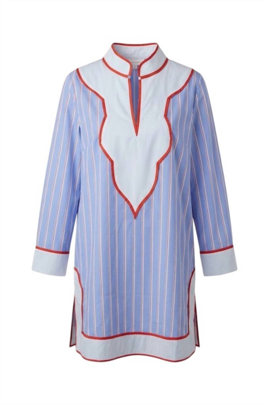 NEW THML women's long sleeve striped v-neck dress in blue